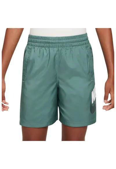 Pantaloni scurti sport copii - captuseala din plasa - elastic in talie - poliester - verde