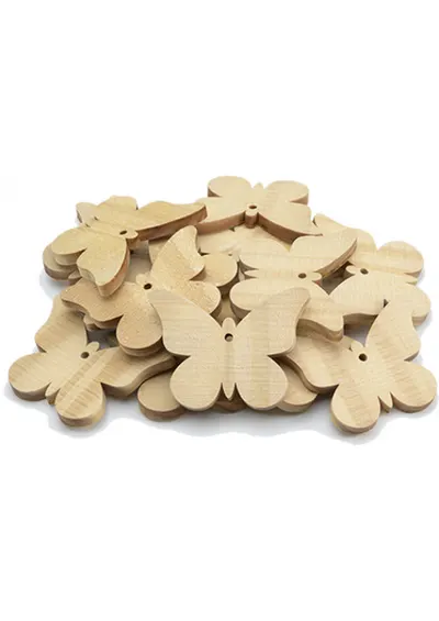 Set de 20 de fluturași din lemn pentru decorat, 8 x 6 cm
