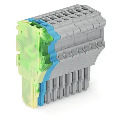 1-conductor female plug; 1.5 mm²; 9-pole; 1,50 mm²; green-yellow, blue, gray