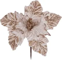 Decorare Eurolamp - Poinsettia, șampanie cu stamine albe