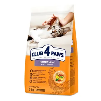 Hrana uscata premium pisici, Club 4 Paws Cat Indoor, Pui, 2 kg