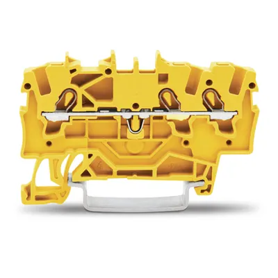 3-conductor through terminal block; 1.5 mm²; suitable for Ex e II applications; side and center marking; for DIN-rail 35 x 15 and 35 x 7.5; Push-in CAGE CLAMP®; 1,50 mm²; yellow