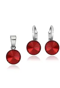 Set Argint 925 placat cu rodiu cu cristale Swarovski® Rivoli 8mm LRS - Rosu