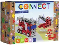 Mini constructor 2 în 1 Trefl Connect - Autospecială de pompieri/Excavator pe șenile, 241 bucăți