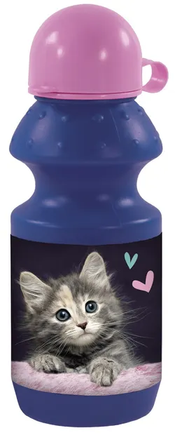 Sticlă Derform Cleo&Frank - Pisica, Albastra, 330 ml