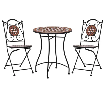 Gossi set de bistro mozaic, 3 piese, caramiziu, placa ceramica
