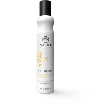 Balsam Profesional Tip Spuma Fara Clatire, EVOQUE Milk Therapy Mousse Conditioner, 200 ml - Cu Proteine din Lapte si 12 Aminoacizi, Pentru Par Uscat sau Tratat