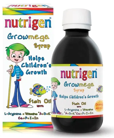 Growmega Sirop pentru creșterea copiilor, portocală, 200 ml, Nutrigen