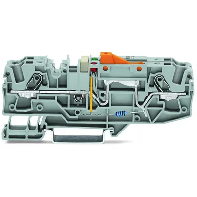 Ground conductor disconnect terminal block; with test option; with orange disconnect link; 230 V; 6 mm²; Push-in CAGE CLAMP®; 6,00 mm²; gray