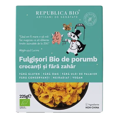 Fulgisori Bio de porumb crocanti si fara zahar FARA GLUTEN Republica BIO, bio, 225 g