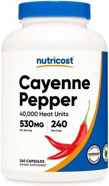 Cayenne Pepper, 530 mg, 240 capsule, Nutricost