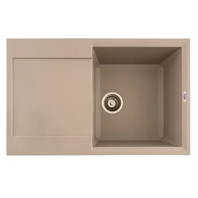 FCB-7849HS/1T, Chiuveta de bucatarie din granit cu o cuva si scurgator, seria HORIZON, Sahara, 780x495x230 mm, FLOW
