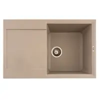 FCB-7849HS/1T, Chiuveta de bucatarie din granit cu o cuva si scurgator, seria HORIZON, Sahara, 780x495x230 mm, FLOW