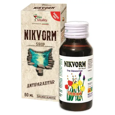 Nikvorm sirop pentru eliminarea parazitilor intestinali, Bio Vitality | 60 ml