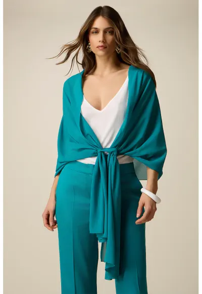 Esarfa cu model uni - Turcoaz