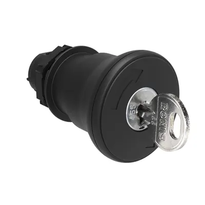 Buton Ciuperca Ø22mm Platinum Series, Latch, Turn Key To Release, Ø40mm. For Normal Stopping. Black. Different Key Code