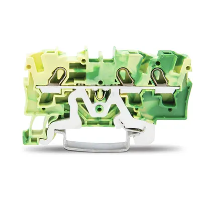 3-conductor ground terminal block; 4 mm²; suitable for Ex e II applications; side and center marking; for DIN-rail 35 x 15 and 35 x 7.5; Push-in CAGE CLAMP®; 4,00 mm²; green-yellow