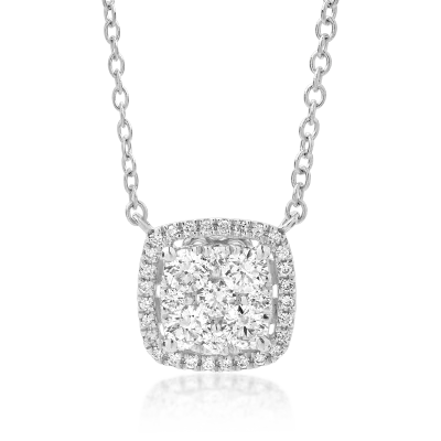 Lant cu pandantiv din aur alb cu diamante de 0.5ct