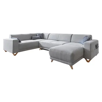 Colțar gri deschis extensibil/cu spațiu de depozitare (cu colț pe partea stângă/în formă de "U") Classy Sophie – Miuform