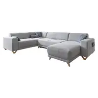 Colțar gri deschis extensibil/cu spațiu de depozitare (cu colț pe partea stângă/în formă de "U") Classy Sophie – Miuform