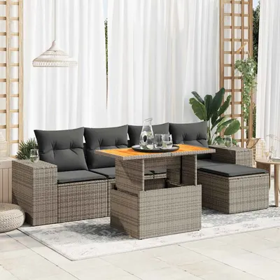 Gossi set mobilier gradina cu perne, 6 piese, gri, poliratan