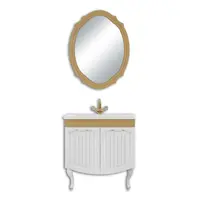 Set mobilier baie Huber 3 piese alb-auriu 80 cm