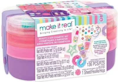 Make It Real - Set cosmetice pentru copii Beauty 2-Go, 136 de piese