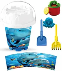 Set cu galeata si accesorii pentru nisip si plaja 15 x 19 cm