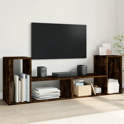 vidaXL Dulapuri TV, 2 buc, stejar fumuriu, 75x30x50 cm, lemn prelucrat
