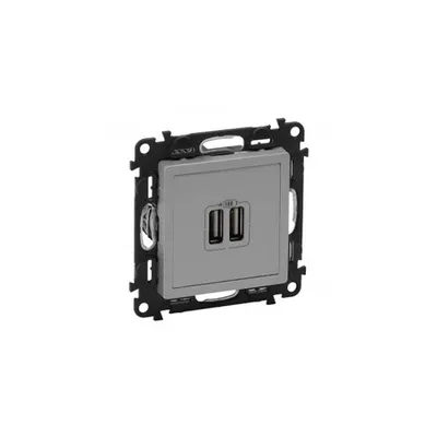 Double USB charging priza Valena Life - aluminiu