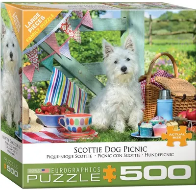Puzzle Eurographics din 500 XXL de piese - Scottie Dog Picnic