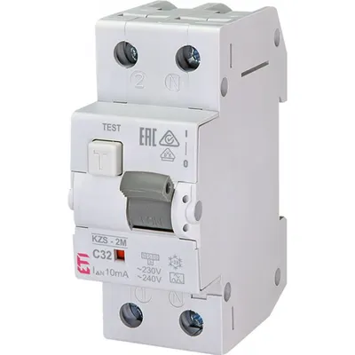 KZS-2M Intrerupatoare de curent rezidual cu protecție la supracurent, 2 module, tip A și AC KZS-2M A C32/0.01