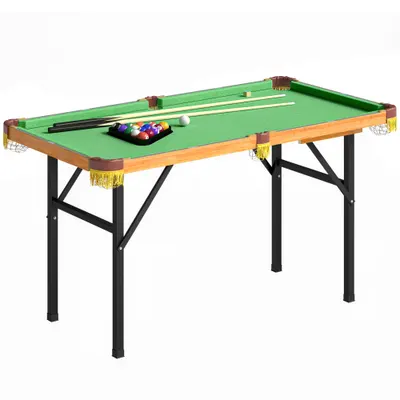 SPORTNOW Masă de biliard pliabilă, masă mini de biliard, 2 tacuri, 16 bile, triunghi, perie, verde | Aosom Romania