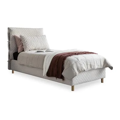 Pat bej tapițat de o persoană și somieră 90x200 cm Sleepy Luna – Miuform