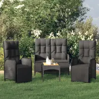 Gossi set mobilier de gradina cu perne, 4 piese, negru, poliratan
