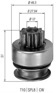 Pinion electromotor potrivit CHRYSLER CIRRUS, SEBRING; DODGE STRATUS 2.5 10.94-04.01