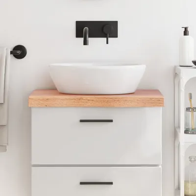 vidaXL Blat de baie, maro deschis, 60x40x(2-6) cm, lemn masiv tratat