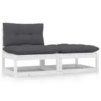 Gossi set mobilier de gradina cu perne, 2 piese, alb, lemn masiv pin