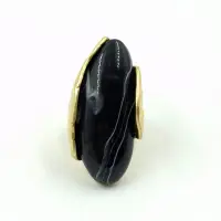 Inel dama reglabil cu element decorativ negru marmorat