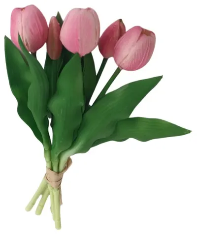 Buchet decorativ Morello - Senzație delicată, lalele, 5 bucăți, roz