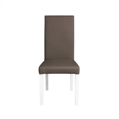 Scaun living TEO, picioare lemn alb, piele ecologica gri elefant, 46x60x98 cm