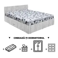 Creeaza-ti Dormitorul ALMA, pin antichizat, de la Pat cu sertar Alma 140x200 cm, adauga Saltea, Noptiere, Comoda, Dulap