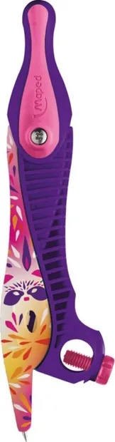 Compas scholar Maped Mini cute - 360°, cu 1 creion HB, roz