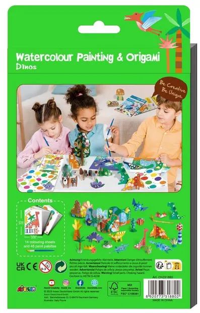 Carte de colorat cu apă Avenir - Dinozauri origami