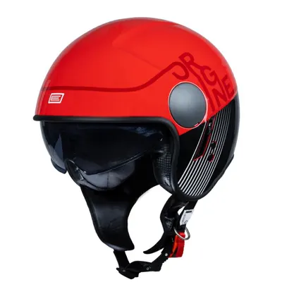 Casca moto jet cu ochelari, Origine Sierra Snatch, culoare rosu fluo, marime M