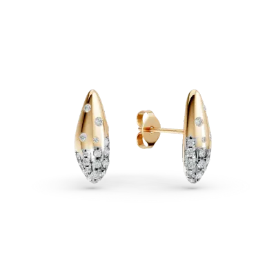Cercei minimalisti din aur galben cu diamante de 0.5ct