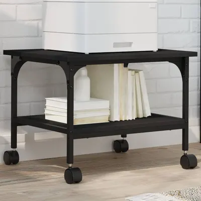 vidaXL Suport imprimantă 2 niveluri negru 50x40x38 cm lemn prelucrat