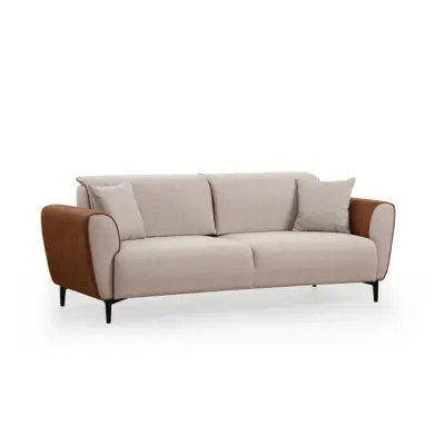 Canapea extensibila AREN, 3 locuri, bej + scortisoara, 215x85x85 cm