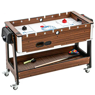 SPORTNOW Masă 3 în 1: Air Hockey, Biliard, Fotbal de masă, Roți blocabile, Poliță | Aosom Romania