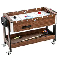 SPORTNOW Masă 3 în 1: Air Hockey, Biliard, Fotbal de masă, Roți blocabile, Poliță | Aosom Romania